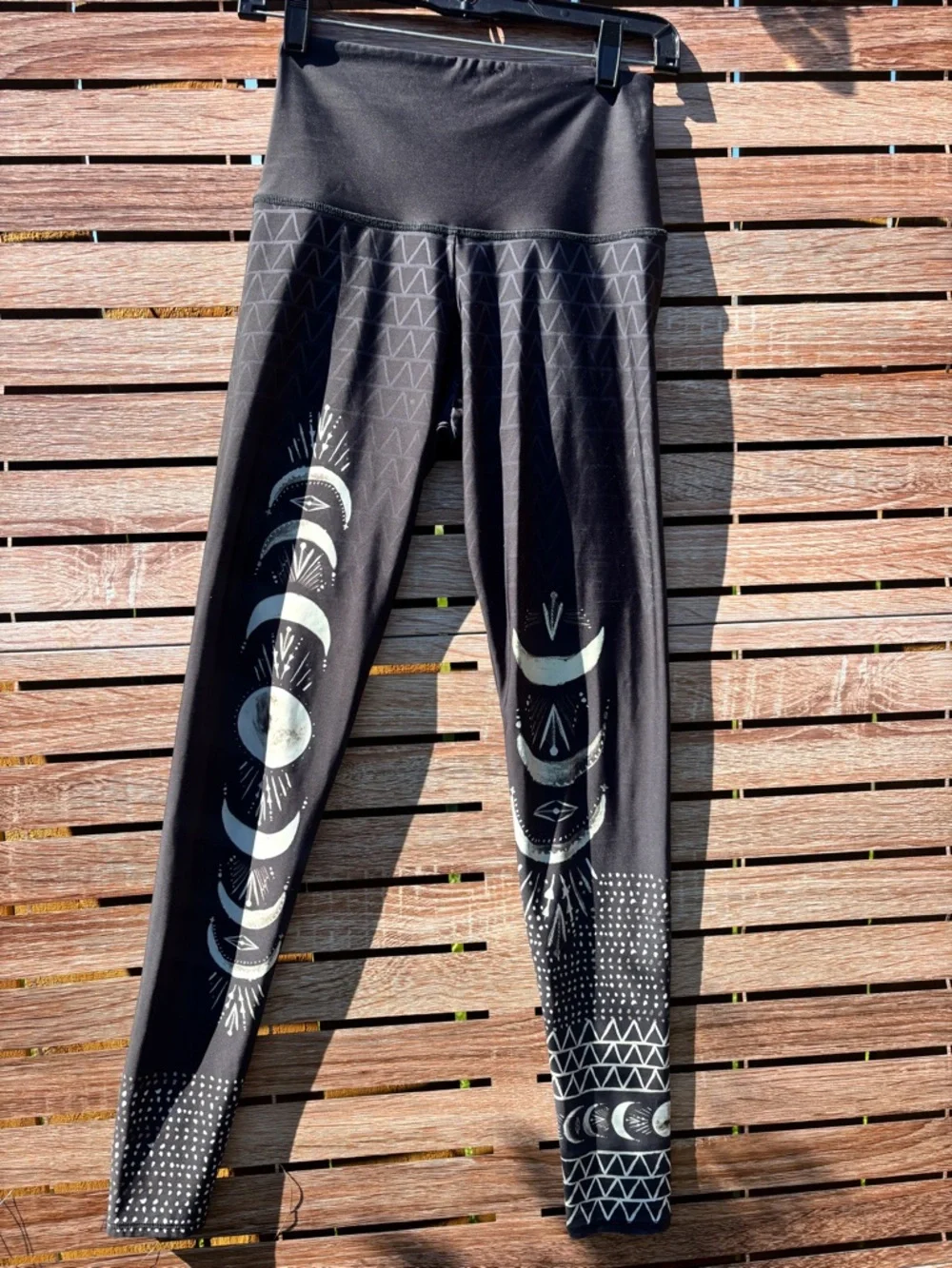 Onzie Black Leggings with White Moon Phase Print - Picture 1 of 6